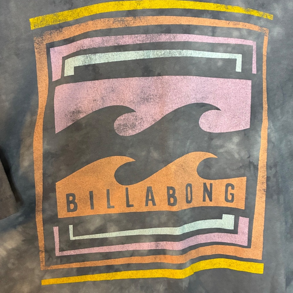 Billabong Tie Dye T-Shirt Wave Discontinued Logo Pocket Short Sleeve Surf XS